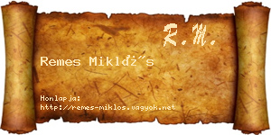 Remes Miklós névjegykártya